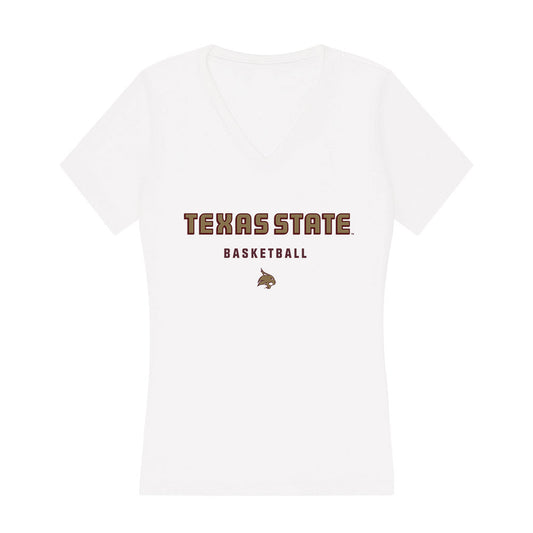 Texas State - NCAA Men's Basketball : Franck Emmou - Women's V-Neck T-Shirt-0