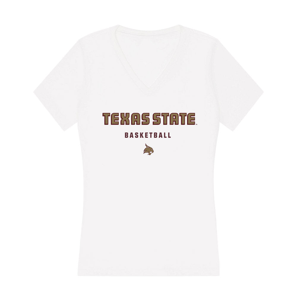 Texas State - NCAA Women's Basketball : Saniya Burks - Women's V-Neck T-Shirt-0
