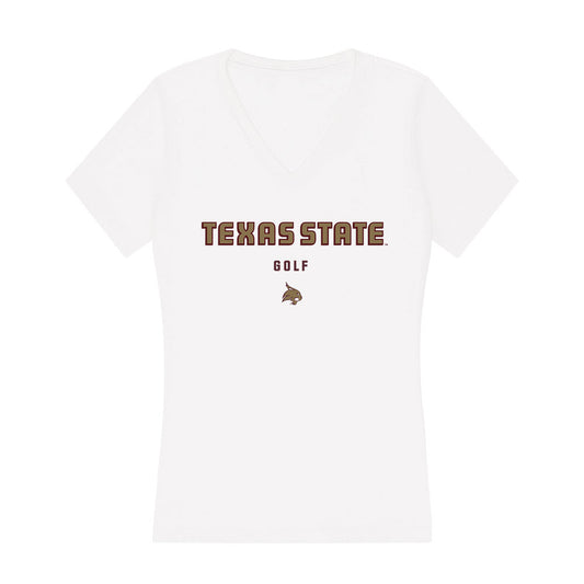 Texas State - NCAA Women's Golf : Grace Quintanilla - Women's V-Neck T-Shirt-0
