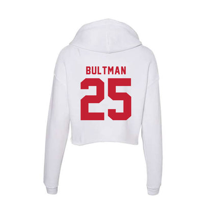 Miami of Ohio - NCAA Men's Basketball : Bryce Bultman - Women's Crop Fleece Hoodie-1