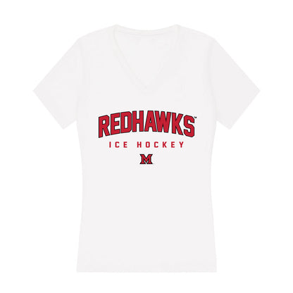Miami of Ohio - NCAA Men's Ice Hockey : Matteo Drobac - Women's V-Neck T-Shirt-0