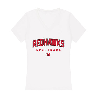 Miami of Ohio - NCAA Men's Basketball : Eian Elmer - Women's V-Neck T-Shirt-0