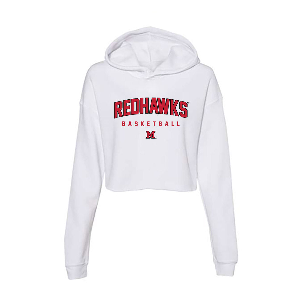 Miami of Ohio - NCAA Men's Basketball : Reece Potter - Women's Crop Fleece Hoodie-0