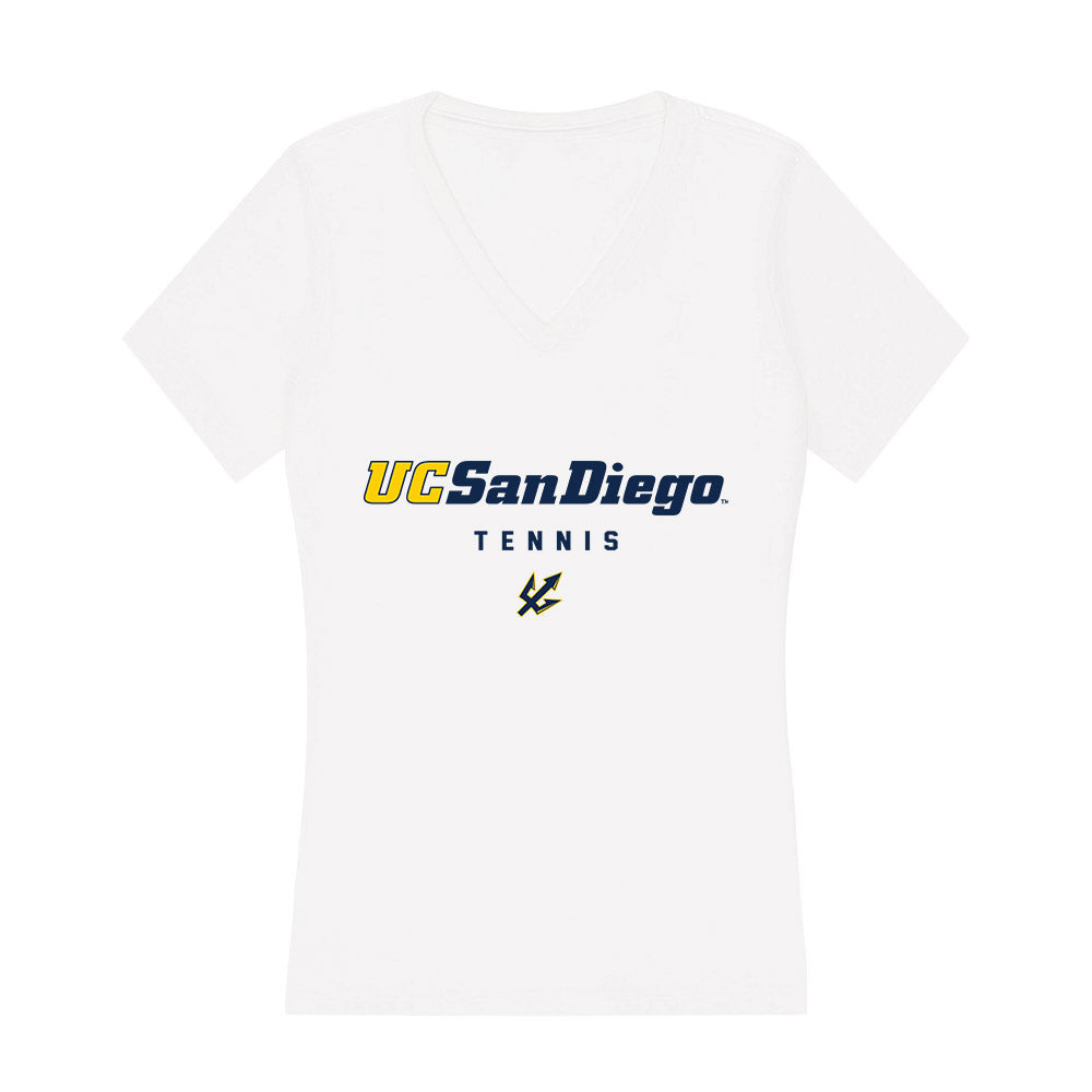 UCSD - NCAA Men's Tennis : Pelayo Rodriguez - Women's V-Neck T-Shirt-0