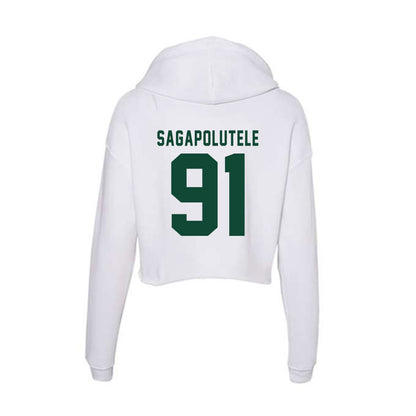 Hawaii - NCAA Football : Joshua Sagapolutele - Women's Crop Fleece Hoodie-1