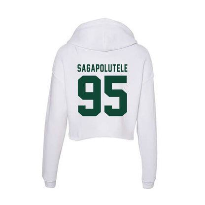 Hawaii - NCAA Football : Anthony Sagapolutele - Women's Crop Fleece Hoodie-1