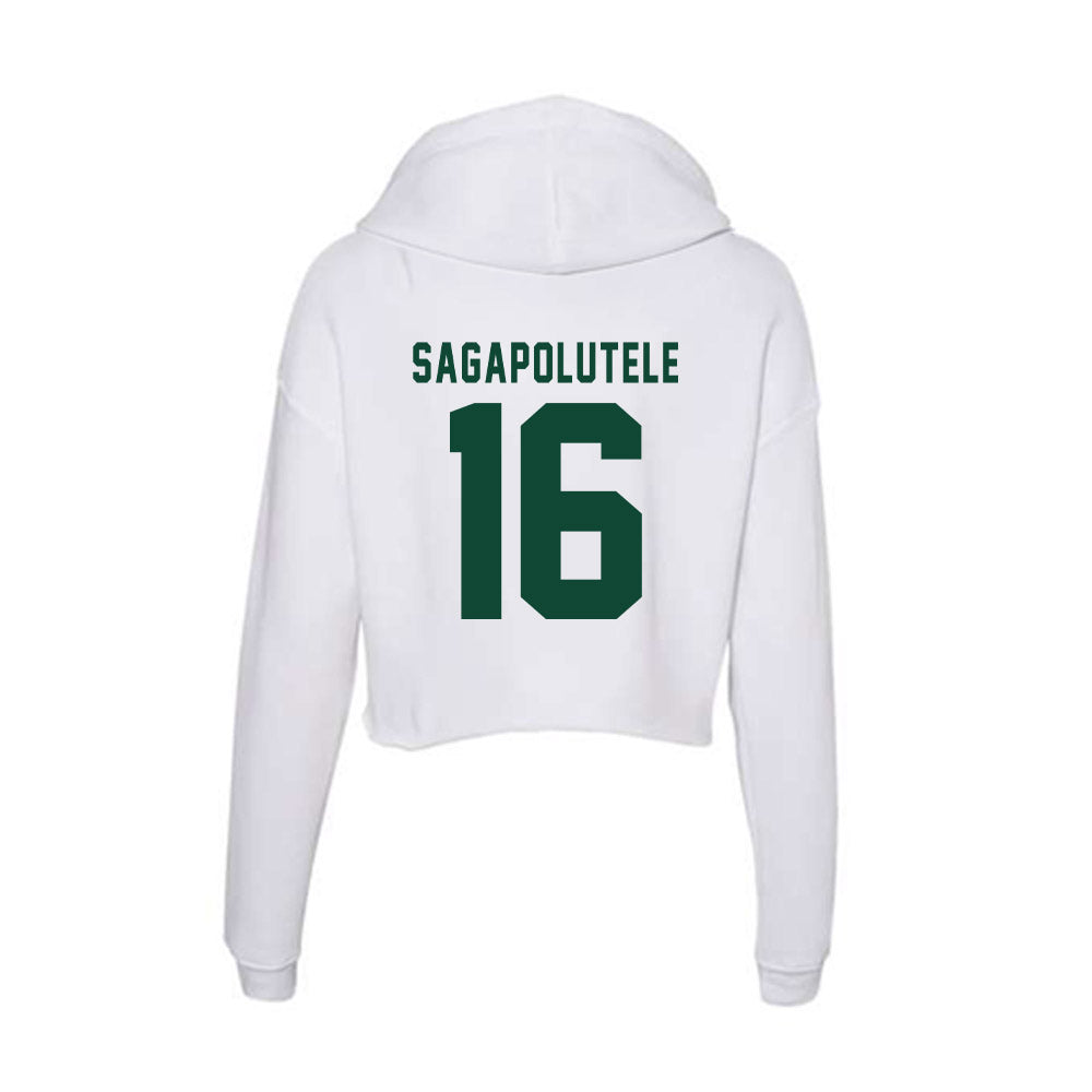 Hawaii - NCAA Football : John-Keawe Sagapolutele - Women's Crop Fleece Hoodie-1