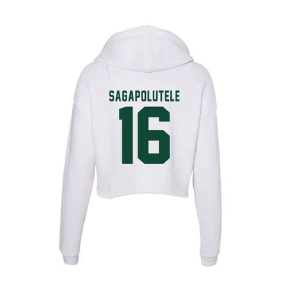 Hawaii - NCAA Football : John-Keawe Sagapolutele - Women's Crop Fleece Hoodie-1