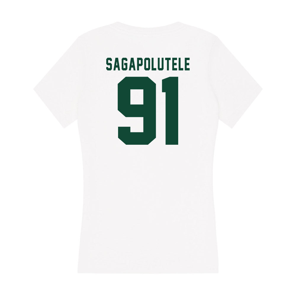 Hawaii - NCAA Football : Joshua Sagapolutele - Women's V-Neck T-Shirt-1