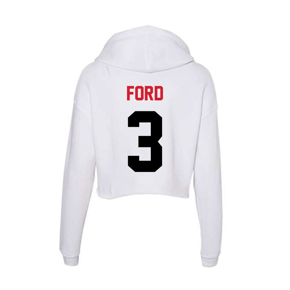 Arkansas State - NCAA Men's Basketball : Derrian Ford - Women's Crop Fleece Hoodie-1