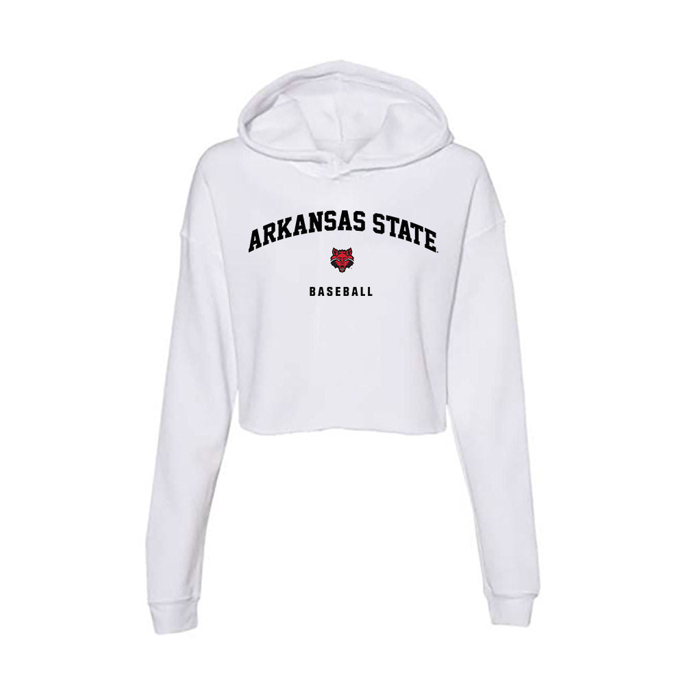 Arkansas State - NCAA Baseball : Jacob Conover - Women's Crop Fleece Hoodie-0