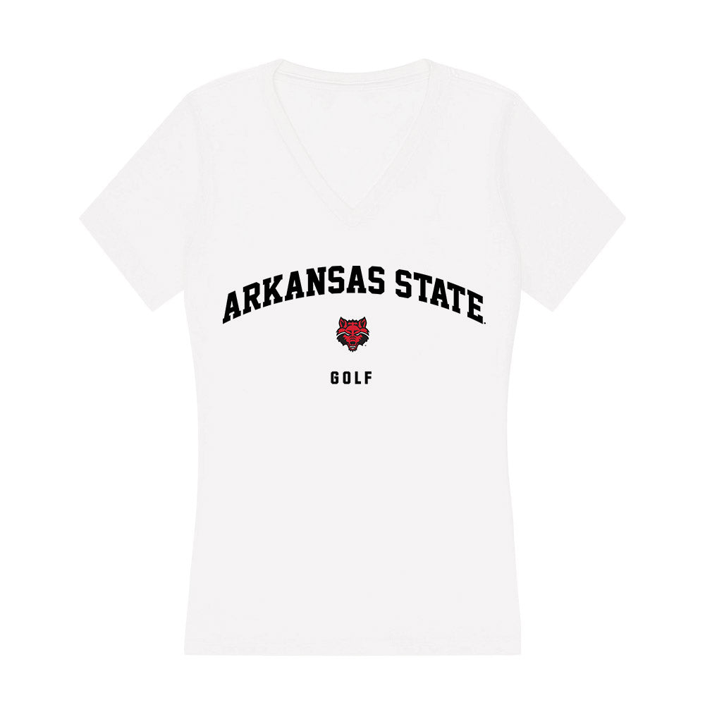 Arkansas State - NCAA Men's Golf : Thomas Schmidt - Women's V-Neck T-Shirt-0
