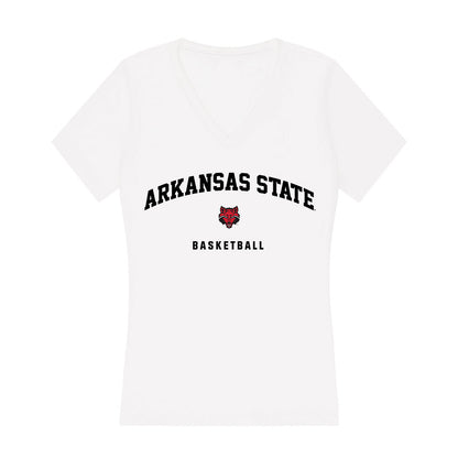 Arkansas State - NCAA Men's Basketball : OB Curtis - Women's V-Neck T-Shirt-0