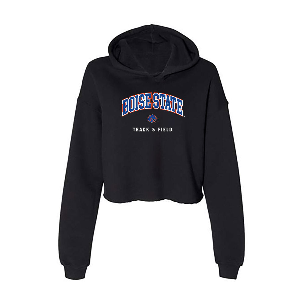 Boise State - NCAA Men's Track & Field : Shawn Jones - Women's Crop Fleece Hoodie-0