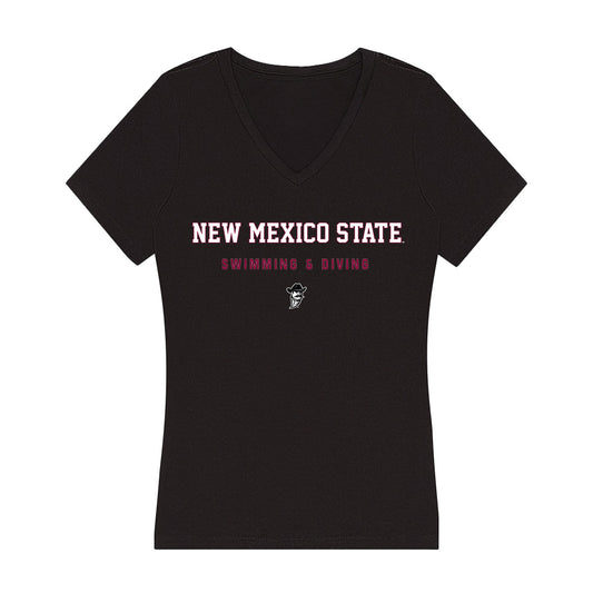 NMSU - NCAA Women's Swimming & Diving : Megan Ono - Women's V-Neck T-Shirt-0