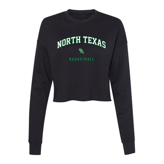 North Texas - NCAA Men's Basketball : david terrell jr - Women's Cropped Crew Fleece-0