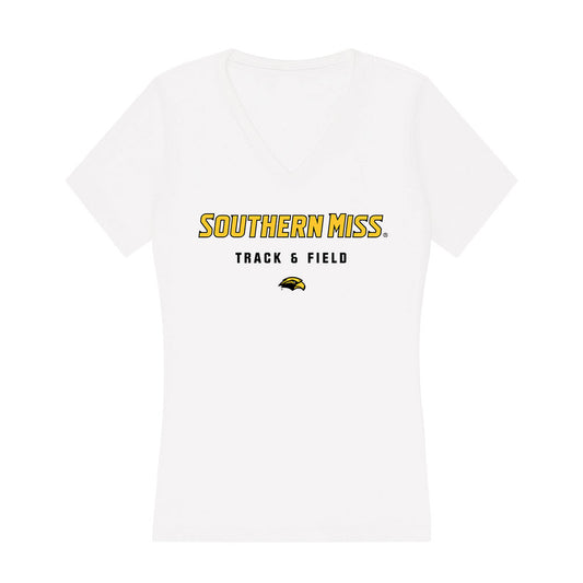 Southern Miss - NCAA Women's Track & Field : Kennedi Sanders - Women's V-Neck T-Shirt-0