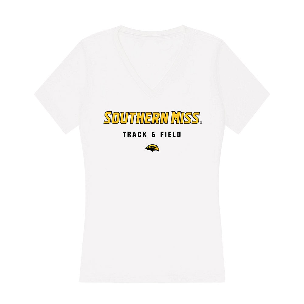 Southern Miss - NCAA Women's Track & Field : Cadence Lapp - Women's V-Neck T-Shirt-0