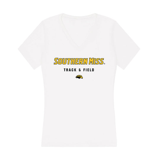 Southern Miss - NCAA Men's Track & Field : Aryn Eady - Women's V-Neck T-Shirt-0
