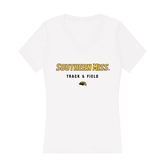 Southern Miss - NCAA Women's Track & Field : Sidney Allen - Women's V-Neck T-Shirt-0