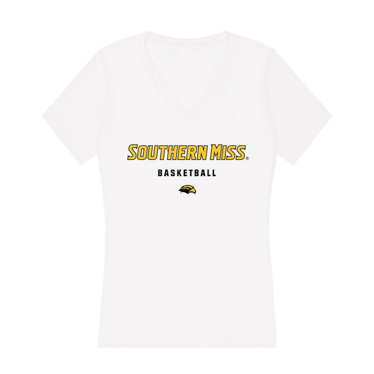 Southern Miss - NCAA Men's Basketball : Jett Montgomery - Women's V-Neck T-Shirt-0