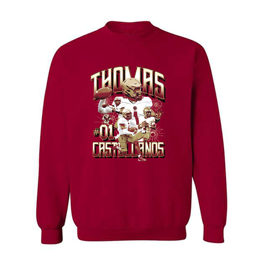 Boston College - NCAA Football : Thomas Castellanos - Player Collage Crewneck Sweatshirt-0