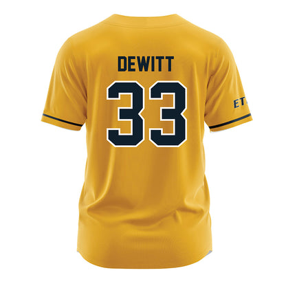 ETBU - NCAA Baseball : Jace DeWitt - Gold Jersey-1