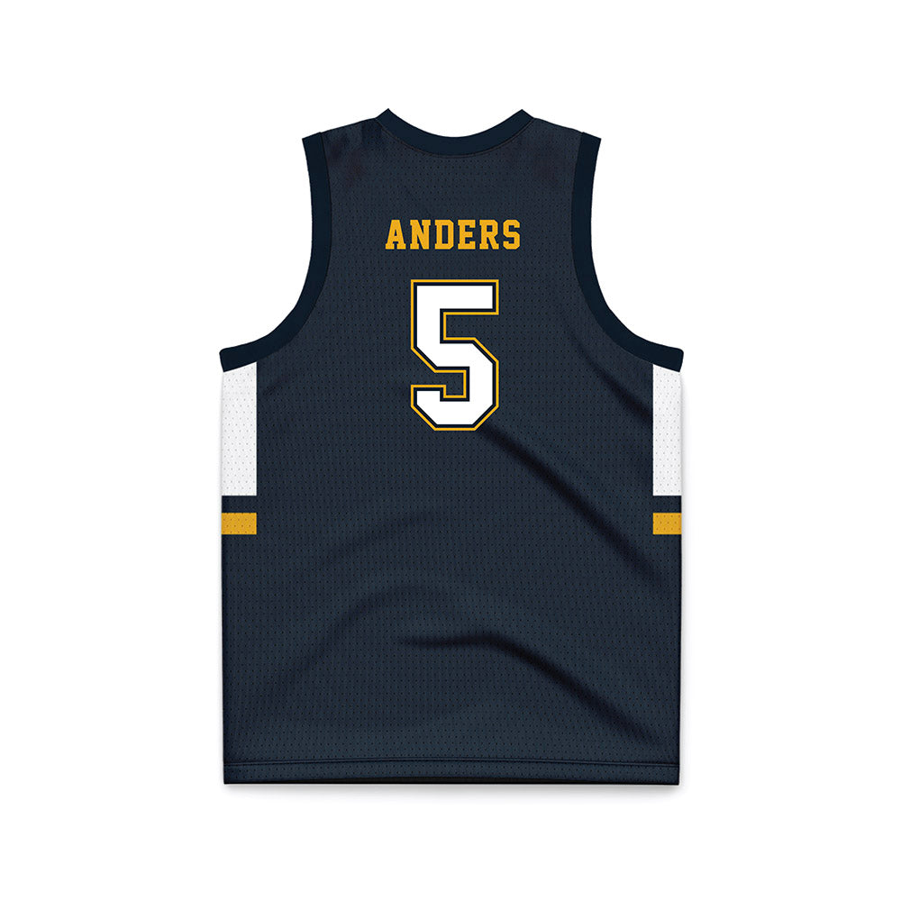 ETBU - NCAA Men's Basketball : Troy Anders - Navy Basketball Jersey-1