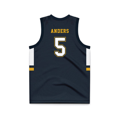 ETBU - NCAA Men's Basketball : Troy Anders - Navy Basketball Jersey-1