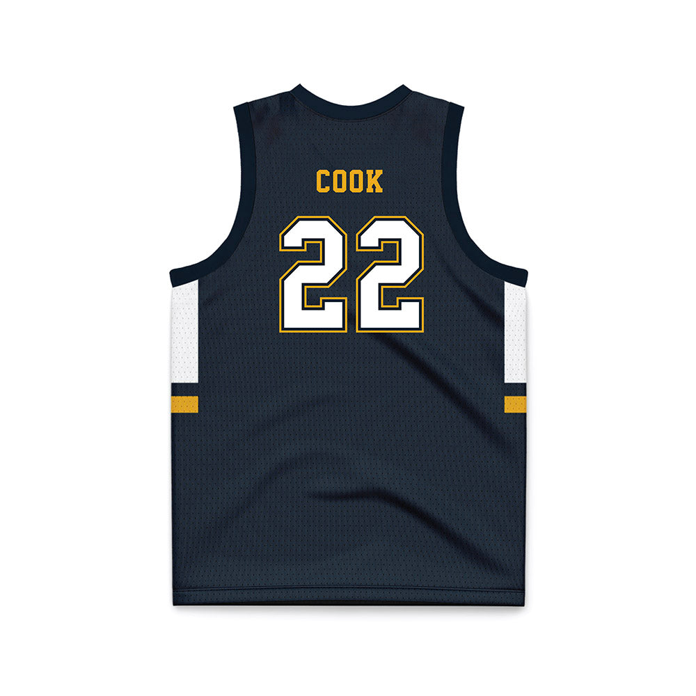 ETBU - NCAA Men's Basketball : Ethan Cook - Navy Basketball Jersey-1
