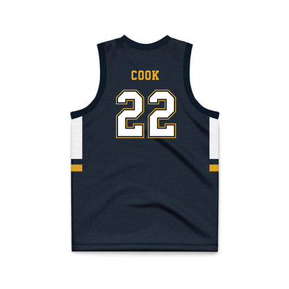ETBU - NCAA Men's Basketball : Ethan Cook - Navy Basketball Jersey-1