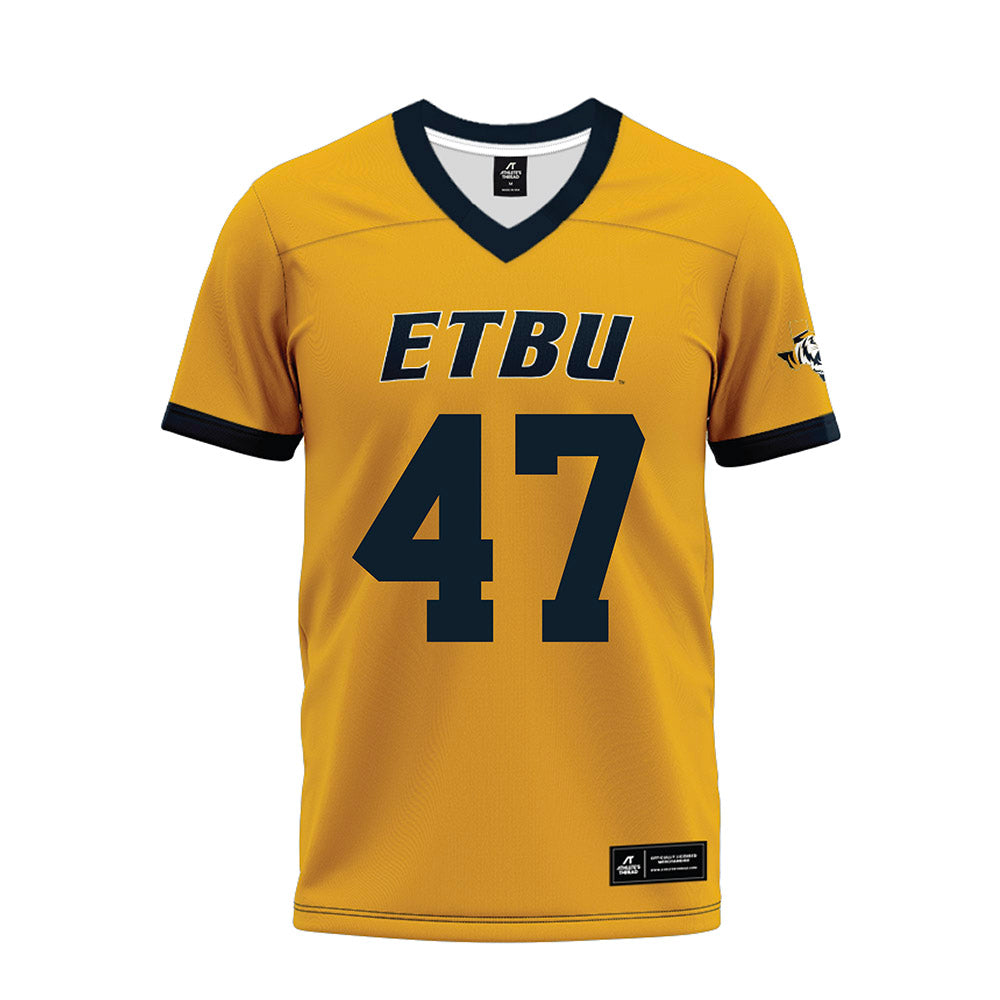 ETBU - NCAA Football : Mitchell White - Gold Premium Football Jersey-0