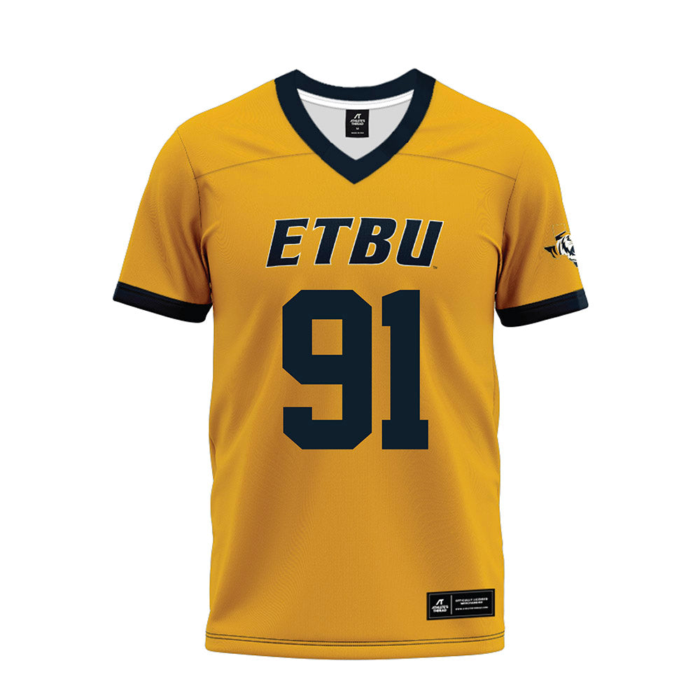 ETBU - NCAA Football : Josiah Miller - Gold Premium Football Jersey-0