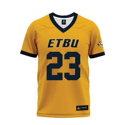 ETBU - NCAA Football : MJ Young - Gold Premium Football Jersey-0