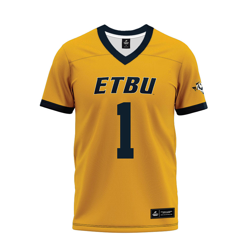ETBU - NCAA Football : Colton Wilson - Gold Premium Football Jersey-0