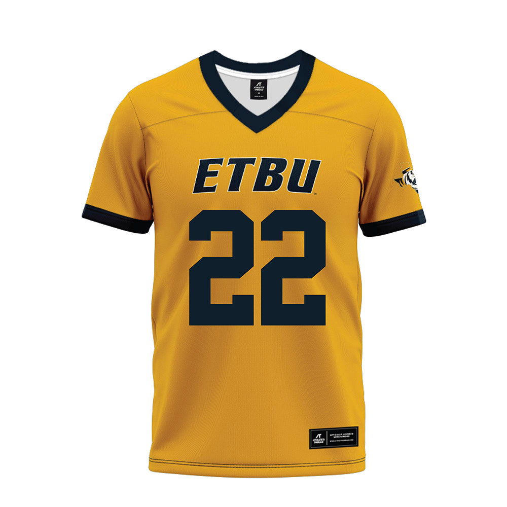 ETBU - NCAA Football : Konnor Hanks - Gold Premium Football Jersey-0
