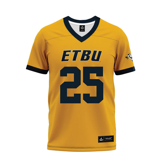 ETBU - NCAA Football : KJ Johnson - Gold Premium Football Jersey-0