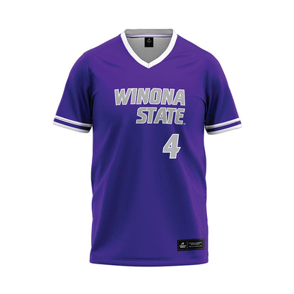 Winona - NCAA Baseball : Max Aug - Purple Baseball Jersey-0