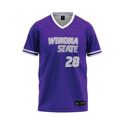 Winona - NCAA Baseball : John Langan - Purple Baseball Jersey-0