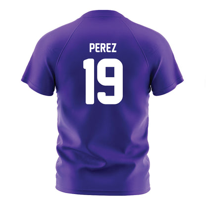 Winona - NCAA Women's Soccer : Sam Perez - Purple Soccer Jersey-1