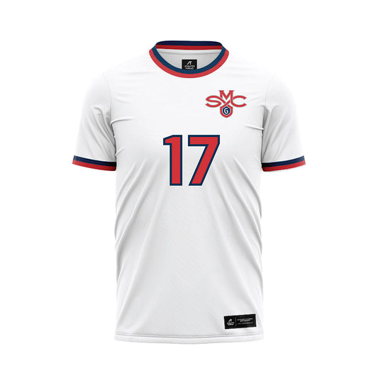 SMC - NCAA Men's Soccer : Ian Smith - White Soccer Jersey-0