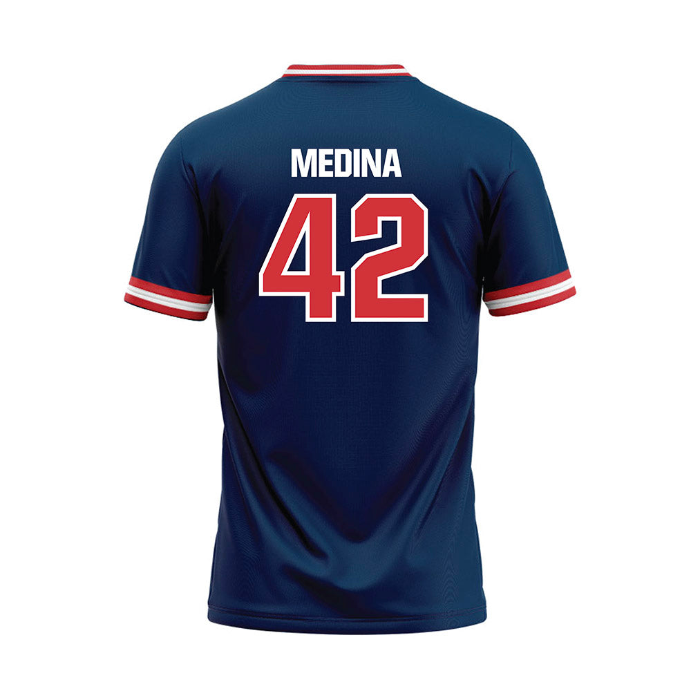 SMC - NCAA Softball : Julia Medina - Blue Baseball Jersey-1