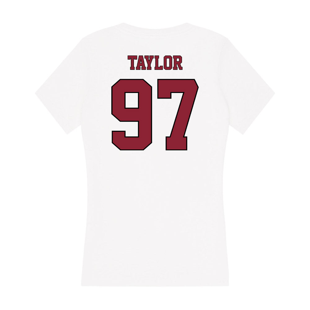 NCCU - NCAA Football : Jaden Taylor - Women's V-Neck T-Shirt-1