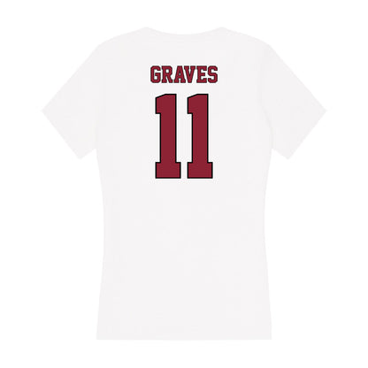 NCCU - NCAA Softball : Makiya Graves - Women's V-Neck T-Shirt-1