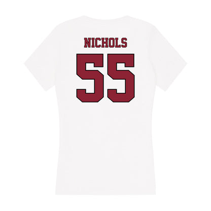 NCCU - NCAA Softball : Takia Nichols - Women's V-Neck T-Shirt-1