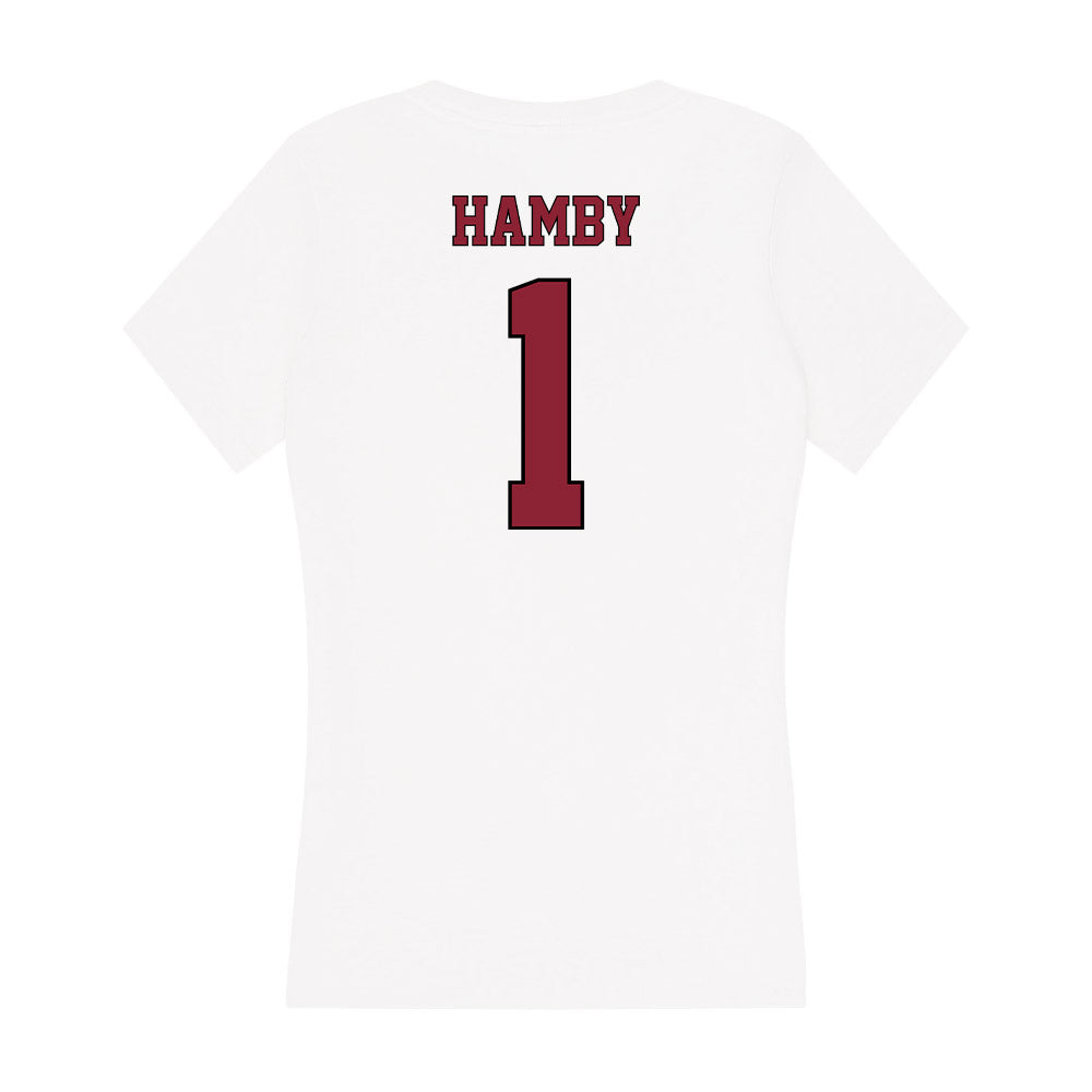 NCCU - NCAA Softball : Jaidyn Hamby - Women's V-Neck T-Shirt-1