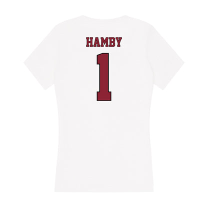 NCCU - NCAA Softball : Jaidyn Hamby - Women's V-Neck T-Shirt-1