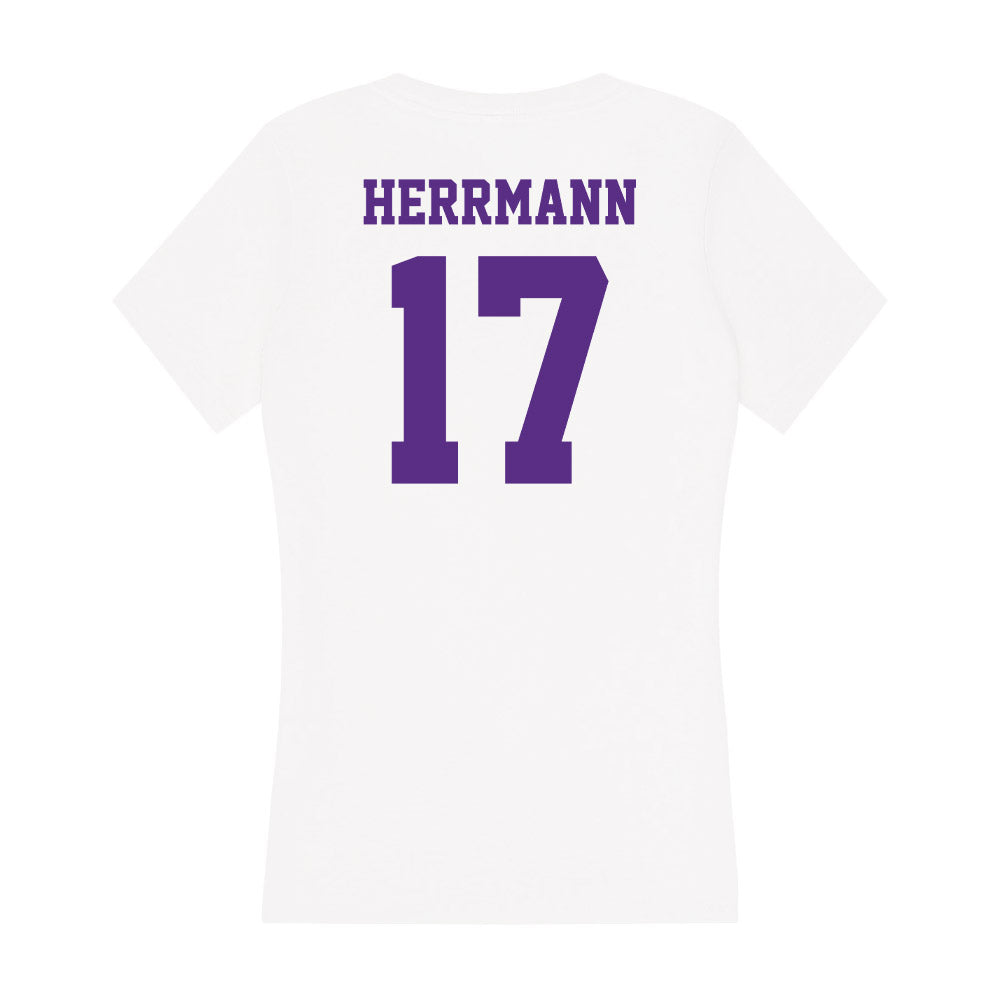 Furman - NCAA Women's Soccer : Ellie Herrmann - Women's V-Neck T-Shirt-1