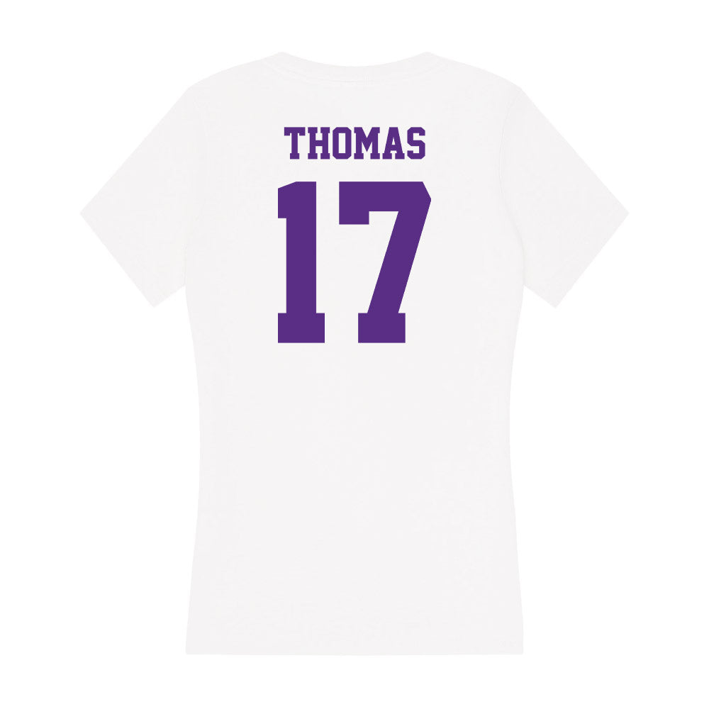 Furman - NCAA Football : Kendall Thomas - Women's V-Neck T-Shirt-1