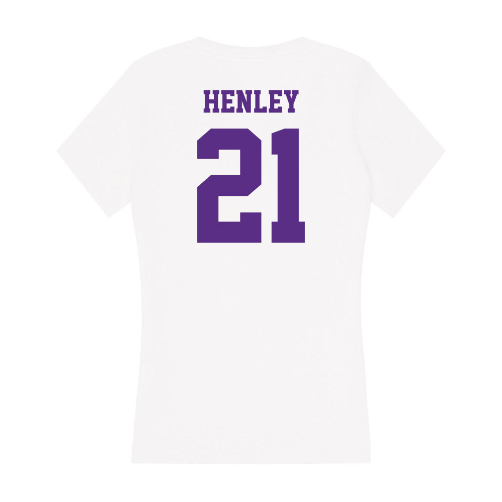 Furman - NCAA Women's Basketball : Niveya Henley - Women's V-Neck T-Shirt-1